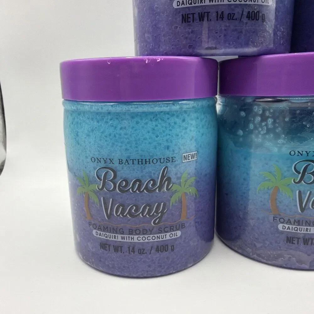 5 Onyx Bathhouse Beach Vacay Foaming Body Scrub w/ Coconut Oil 14 oz Jars - Picture 6 of 8
